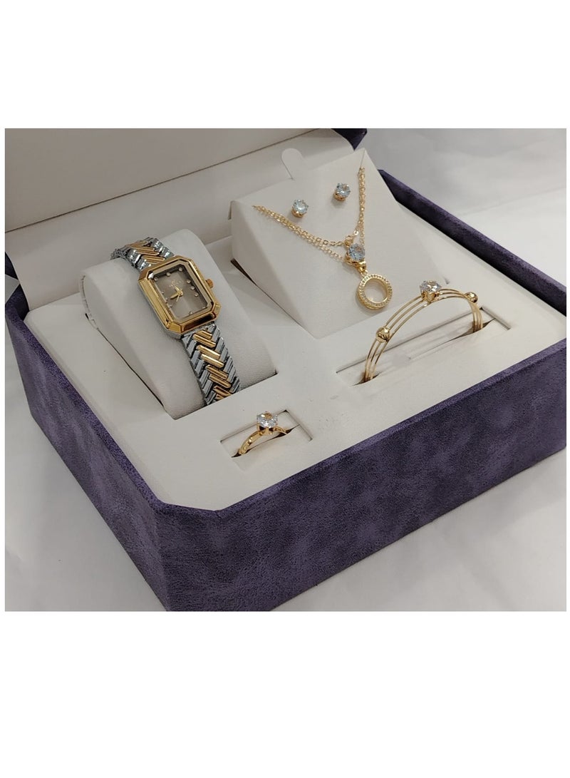 Generic Soft and elegant women's sets, zircon, steel watch 