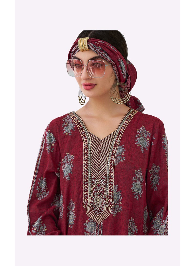 Sara Arabia Rose Motif Print Jalabiya - Image 2