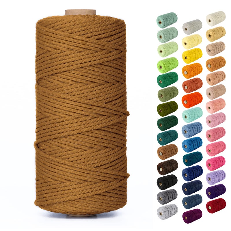 Nook Theory Macrame Cord  3mm 220 Yards Cotton Rope 4mm 5mm Yarn String for Crafts Perfect for Macrame Wall Hanging and Boho Decorations Caramel
