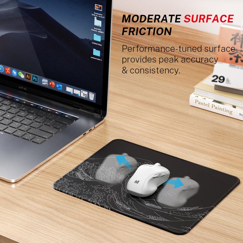 MROCO Mouse Pad [30% Larger] with Anti-Fray Stitched Edges, Premium-Textured Waterproof Surface, Non-Slip Rubber Base, Computer & Gaming Mouse Mat for Laptop, Office & Home, 8.5 x 11 in, Kanagawa Wave - Image 2