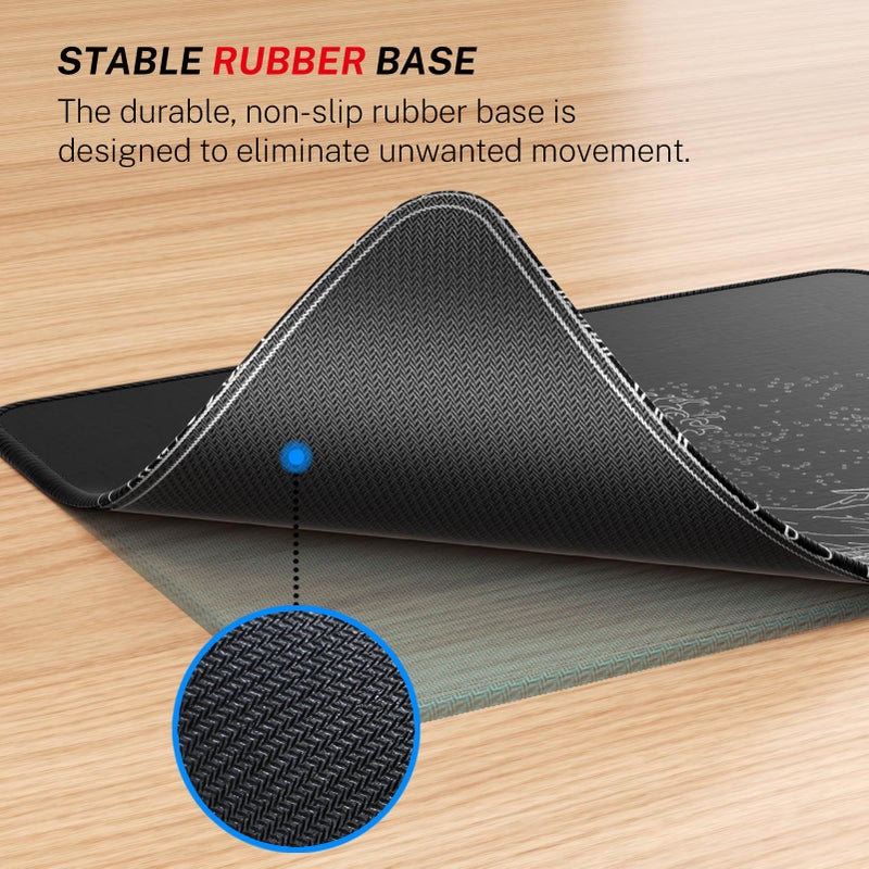 MROCO Mouse Pad [30% Larger] with Anti-Fray Stitched Edges, Premium-Textured Waterproof Surface, Non-Slip Rubber Base, Computer & Gaming Mouse Mat for Laptop, Office & Home, 8.5 x 11 in, Kanagawa Wave - Image 4