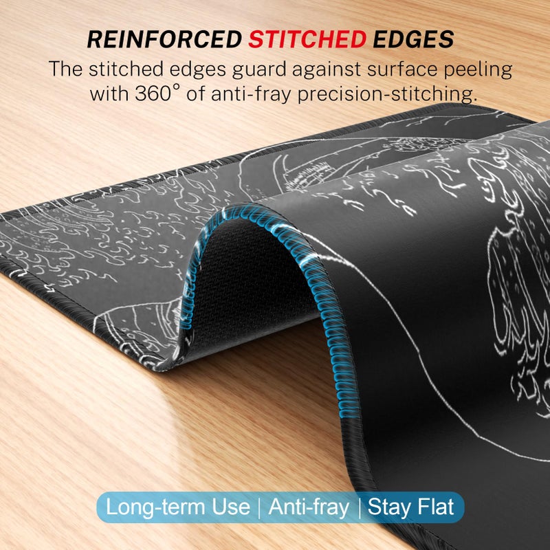 MROCO Mouse Pad [30% Larger] with Anti-Fray Stitched Edges, Premium-Textured Waterproof Surface, Non-Slip Rubber Base, Computer & Gaming Mouse Mat for Laptop, Office & Home, 8.5 x 11 in, Kanagawa Wave - Image 3