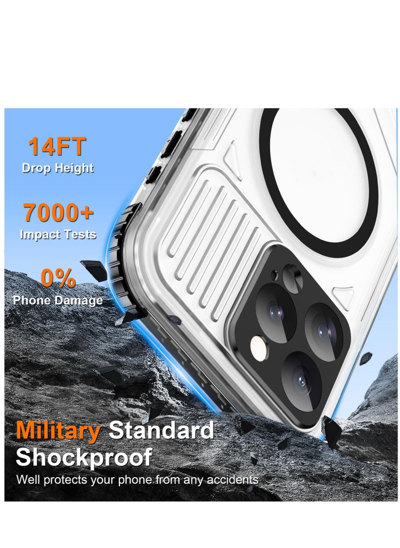 SYOSI - Case for iPhone 15 Pro Max IP68 Waterproof Cover, 360° Full Body Shockproof Protection Case, Slim Thin Yellowing Resistant Scratch-Resistant Back Magnetic Phone Cover for 15 Pro Max, Clear Black - Image 1