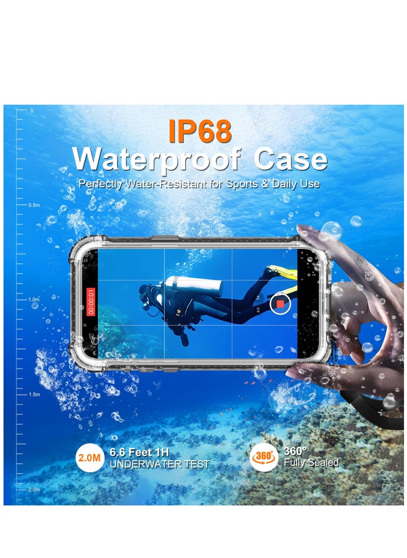 SYOSI - Case for iPhone 15 Pro Max IP68 Waterproof Cover, 360° Full Body Shockproof Protection Case, Slim Thin Yellowing Resistant Scratch-Resistant Back Magnetic Phone Cover for 15 Pro Max, Clear Black - Image 1