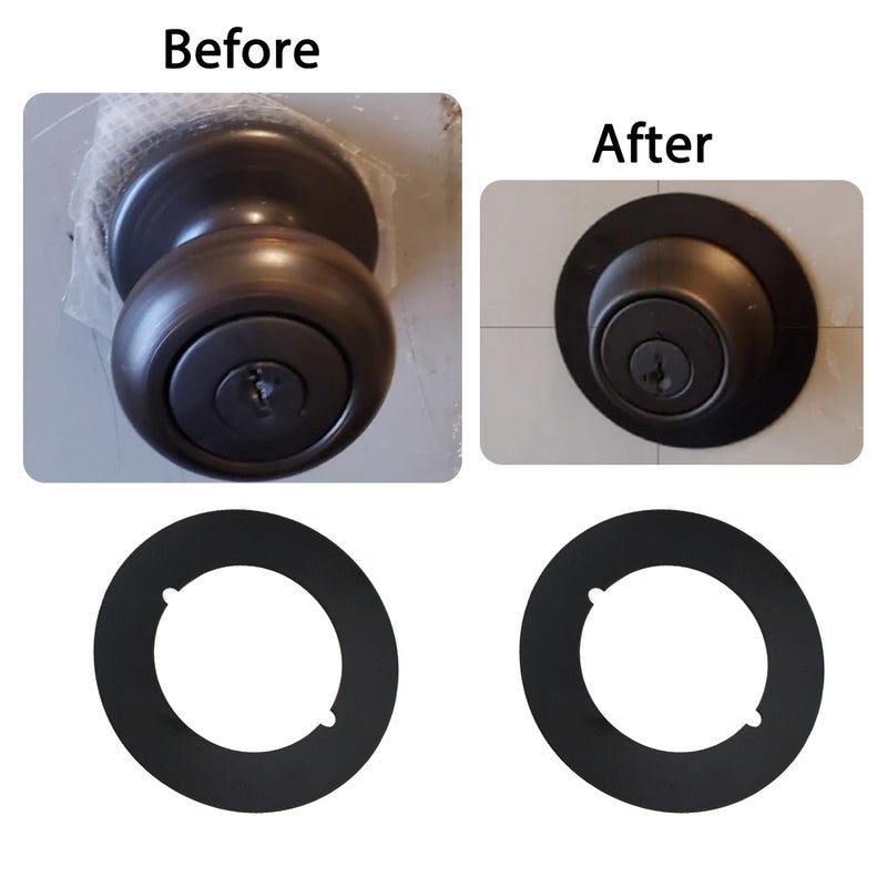 Rsoise Scar Plate  2-1/8"" Inner Diameter  3-1/2"" Outer Diameter  Fits Under Existing Lockset To Cover Up The Damaged Door (4 Pcs Black) - Image 5