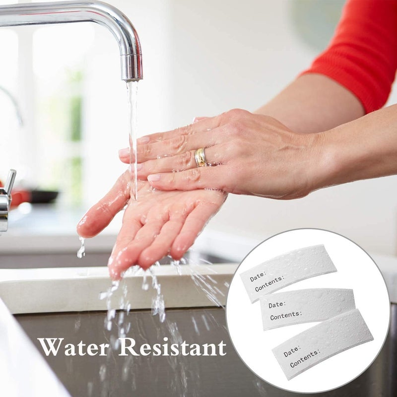 بريميفي 300 ملصق فريزر، ملصقات بيضاء ذاتية اللصق قابلة للإزالة للثلاجة والمبرد وتنظيم تخزين الطعام في الفريزر، ملصقات مقاومة للماء، مقاس 1 × 3 بوصة، منظم حاويات المطبخ والثلاجة تصميم مضاد للانزلاق - Image 3