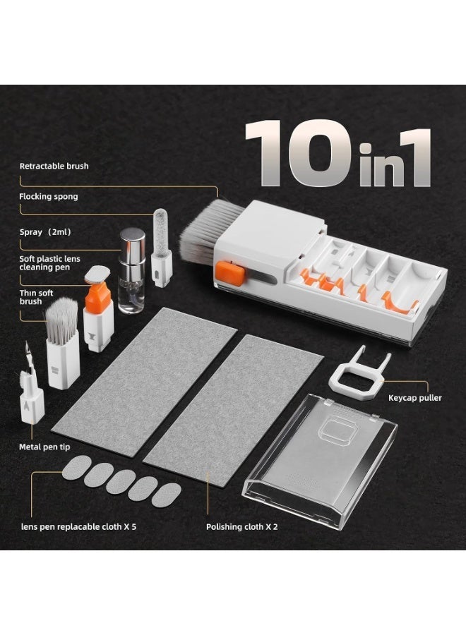 10-in-1 Electronic Cleaning Kit with Retractable Brush, Keycap Puller and Lens Cleaning Pen for Keyboard, Screen, Earphone, Camera and Smartphone - Image 2