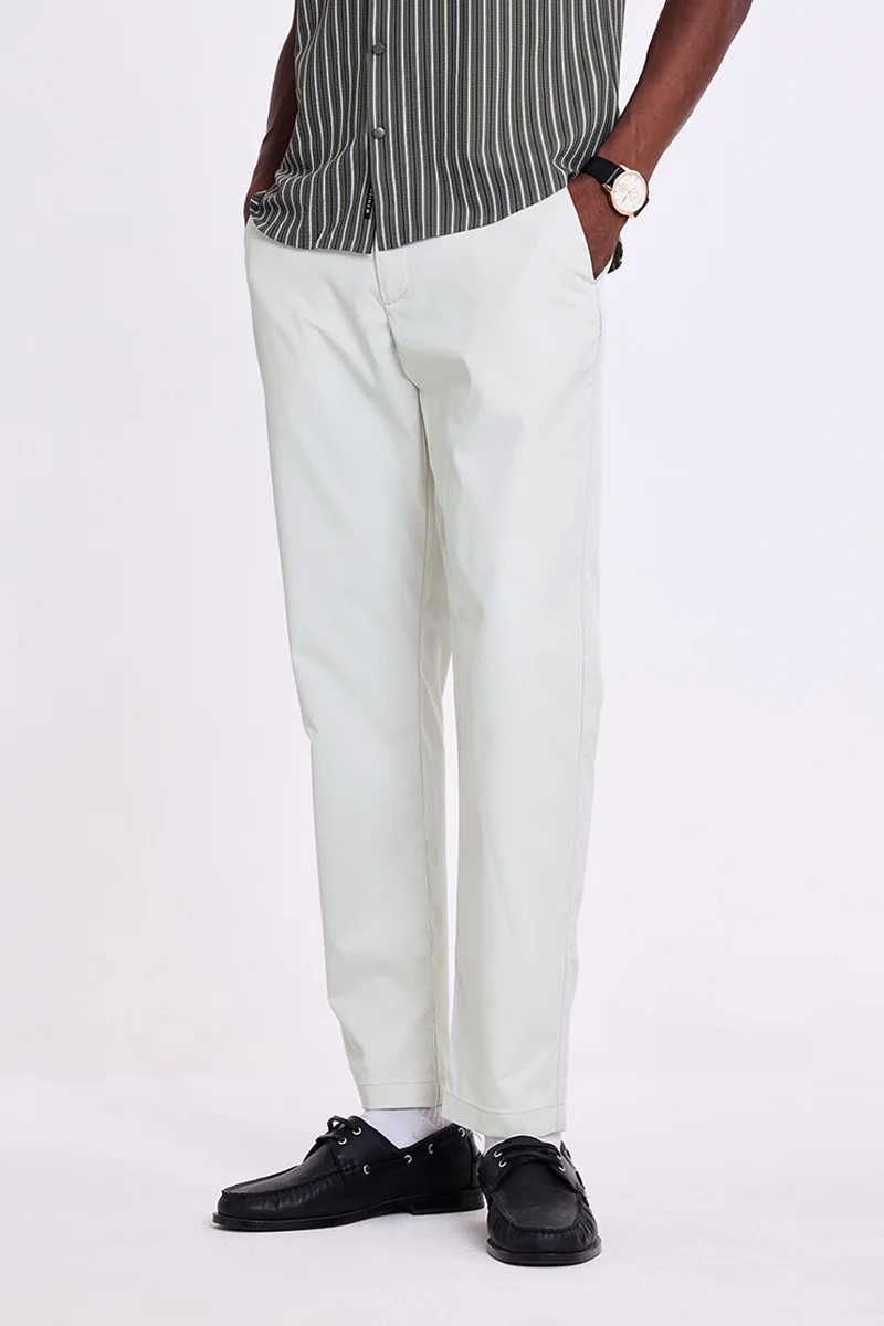 سنيتش Light Grey Solid Regular Fit Trousers