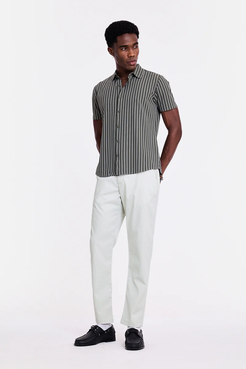 سنيتش Light Grey Solid Regular Fit Trousers