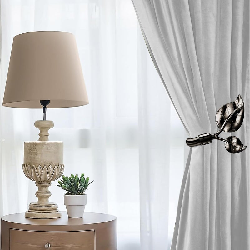 HIKMLK Leaf Shaped Curtain Tieback Holdbacks 2pcs, Handmade Metal Curtain Side Holders for Wall, Curtain Hook Pull Backs for Drapes Window Decoration - Image 4
