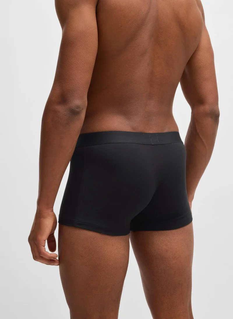 BOSS Three-pack of stretch-cotton trunks with logo waistbands
