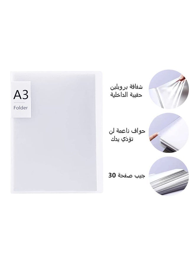 A3 Art Portfolio Binder with 30 Plastic Sleeves, Diamond Painting Storage Book, Presentation Display Folder for Artwork, Photos, Large 42 x 30.5 cm - Image 3