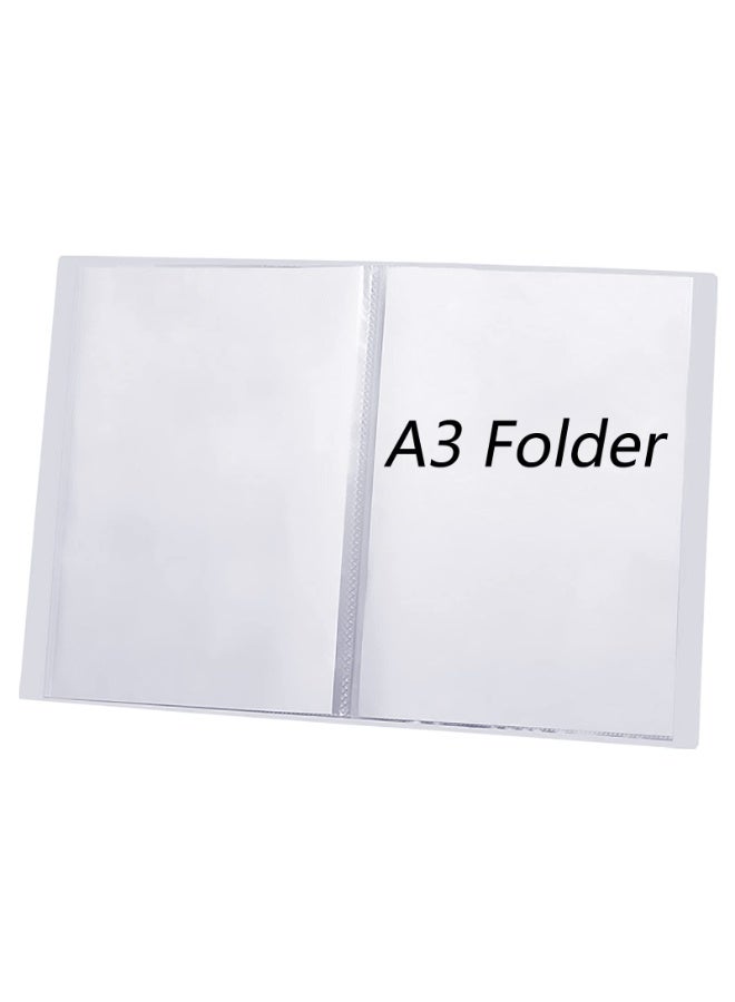 A3 Art Portfolio Binder with 30 Plastic Sleeves, Diamond Painting Storage Book, Presentation Display Folder for Artwork, Photos, Large 42 x 30.5 cm - Image 1