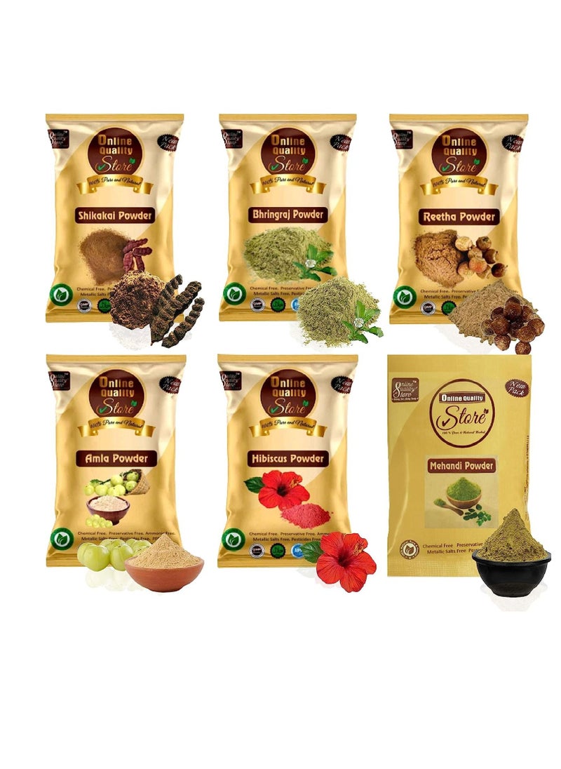 Online Quality Store ريثا + أملا + شيكاكاي + بهرينجراج + كركديه + مسحوق مهندي للشعر أريثا ريثا ريثا صابونات سابيندوس موكوروسي حزمة الشعر  - Image 1