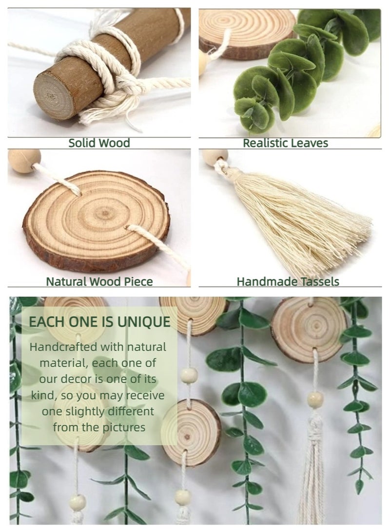 عش الحضري معلق حائطي من المكرميه لعرض الصور، منظم لبطاقات الصور وإكسسوارات الشعر مع أوراق، ديكور حائطي بوهو طبيعي مصنوع يدويًا، هدية - Image 5