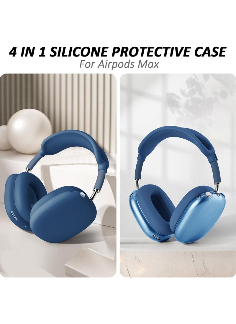 AROAQ - Suitable for Airpods Max Protective Cover Apple Max Earphone Shell Solid Color Silicone Soft Shell Earphone Cover Three-Piece Set - Image 1