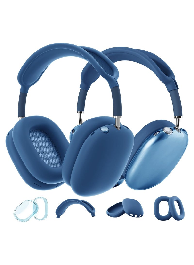 AROAQ - Suitable for Airpods Max Protective Cover Apple Max Earphone Shell Solid Color Silicone Soft Shell Earphone Cover Three-Piece Set - Image 1