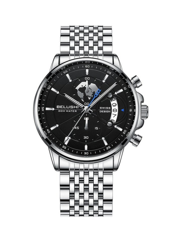 Belushi Men's Fashion Business Three-Eye Chronograph Quartz Watch 