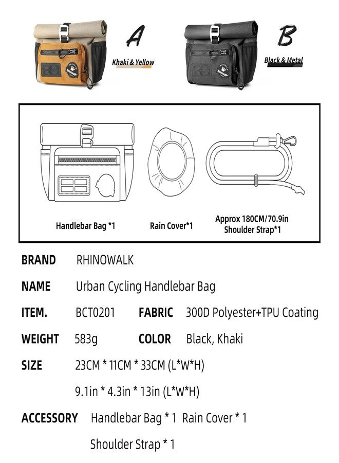 Rhinowalk Bicycle Handlebar Bag Quick Release Front Bag for Brompton Folding Bike Bicycle Bag with Shoulder Strap Rain Cover - Image 3