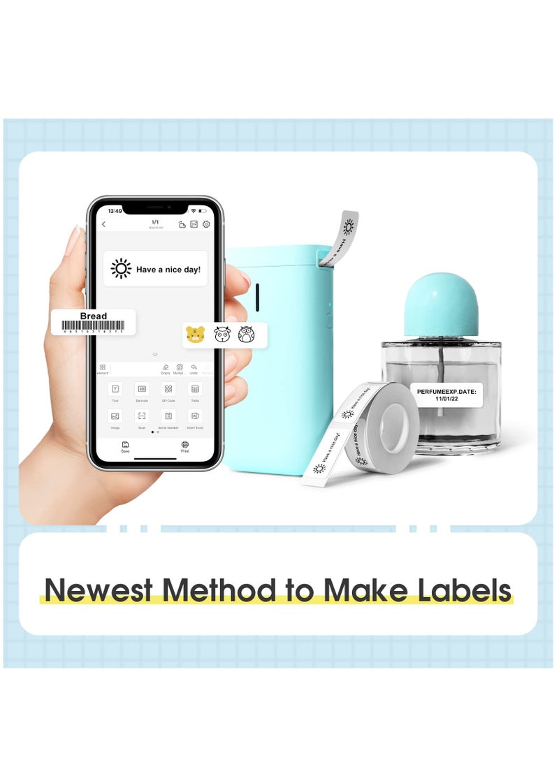 Label Maker Machine D11 Label Printer Tape Included Portable Wireless Connection Multiple Templates Available for Phone Pad Easy to Use Office Home Organization USB Rechargeable - Image 2