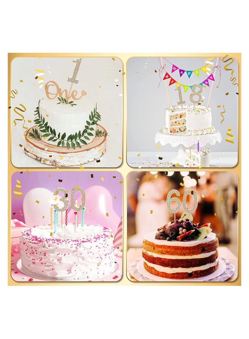 Zikra Number 0-9 Birthday Cake Toppers Bling Rhinestone Happy Birthday Cake Decorations Metal Alloy Large Number Cupcake Toppers Glitter Cake Topper Numbers for Party Wedding Anniversary, Set of 10 - Image 2