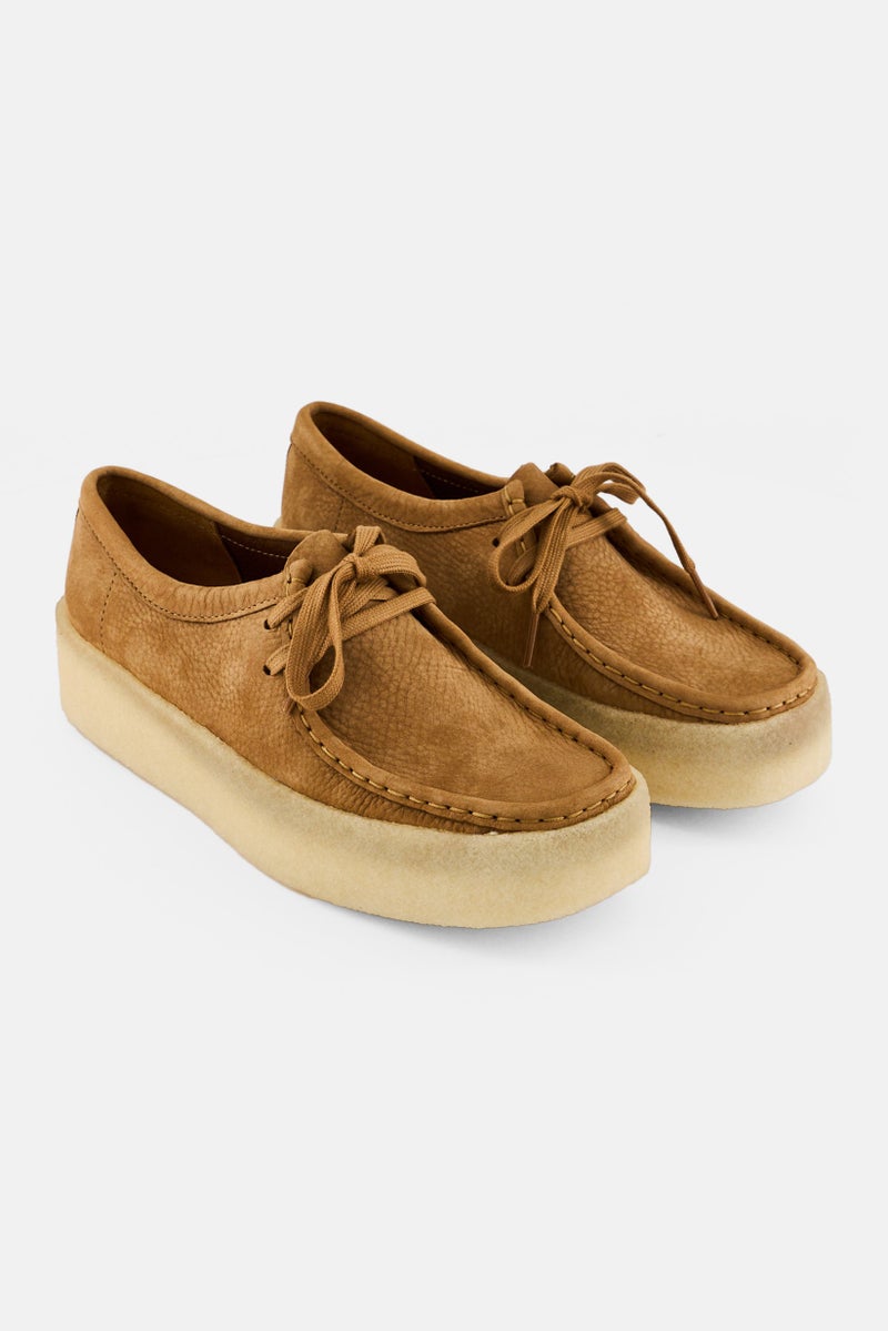 clarks Women Standard Wallabee Cup Lace Up Casual Shoes, Tan - Image 1
