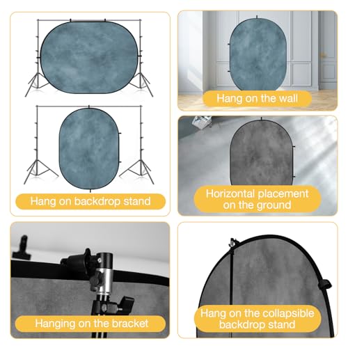 Kate Collapsible Backdrop Pop-up Photo Backdrops Folded Grey Teal for Photography, for Video, for Broadcast, 5x6.5ft - Image 4