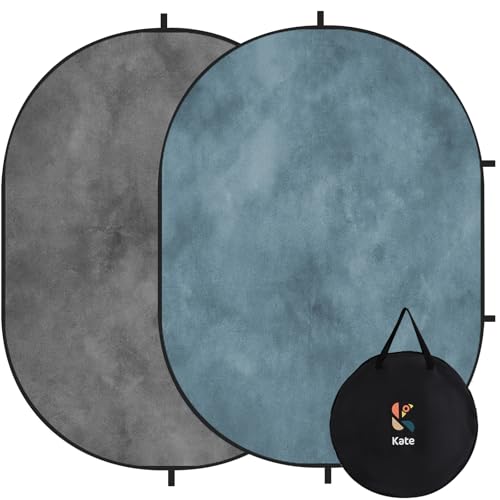 Kate Collapsible Backdrop Pop-up Photo Backdrops Folded Grey Teal for Photography, for Video, for Broadcast, 5x6.5ft - Image 1