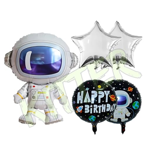 KITTER Space Theme Birthday Decorations for Kids | Astronaut Foil Balloon Set for Boys & Girls | Galaxy Outer Space Party Supplies | Happy Birthday Balloon Pack – 5 Pcs - Image 5