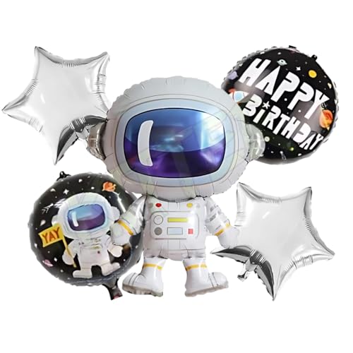 KITTER Space Theme Birthday Decorations for Kids | Astronaut Foil Balloon Set for Boys & Girls | Galaxy Outer Space Party Supplies | Happy Birthday Balloon Pack – 5 Pcs - Image 1