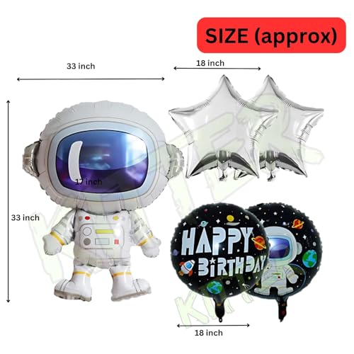 KITTER Space Theme Birthday Decorations for Kids | Astronaut Foil Balloon Set for Boys & Girls | Galaxy Outer Space Party Supplies | Happy Birthday Balloon Pack – 5 Pcs - Image 2