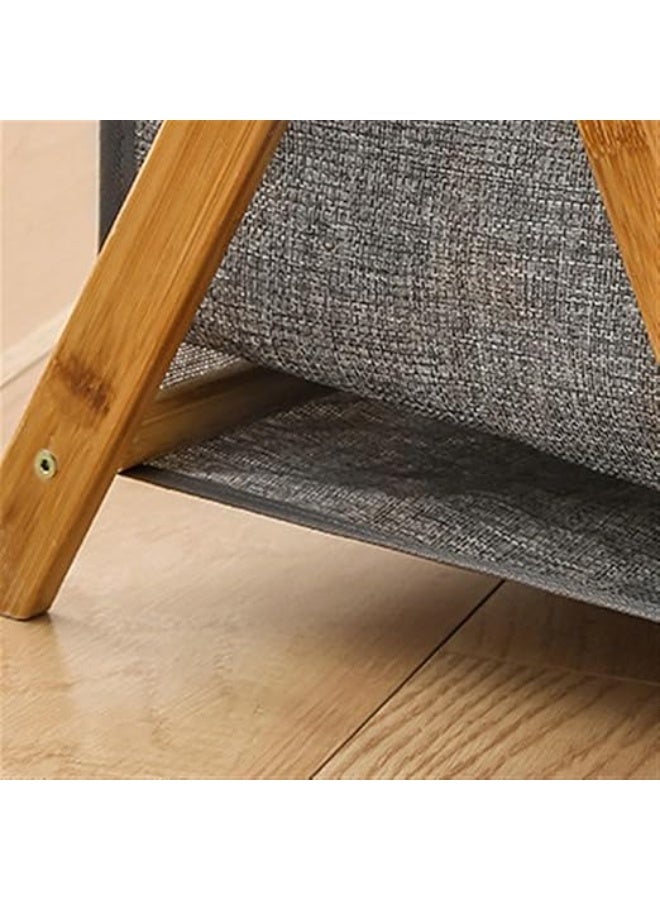 Foldable laundry basket with a wooden frame and durable fabric – practical and stylish design - Image 5