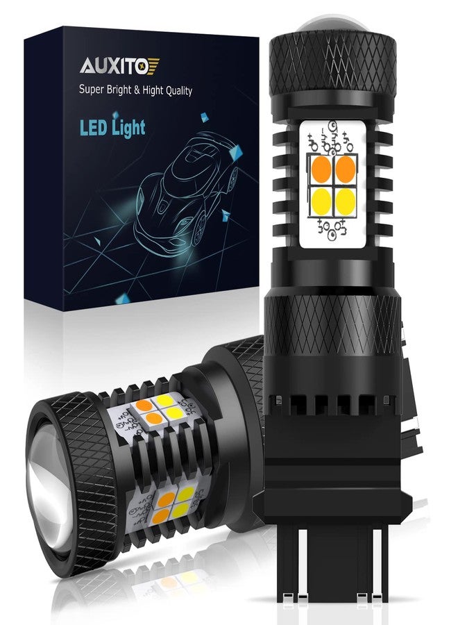 أوكسيتو مصابيح AUXITO LED ثنائية اللون أبيض وأصفر 3157 3155 3457 4157 مع شرائح بروجكتور 3030 لإشارات الانعطاف وأضواء التوقف في السيارة، (عبوة من قطعتين) - Image 1