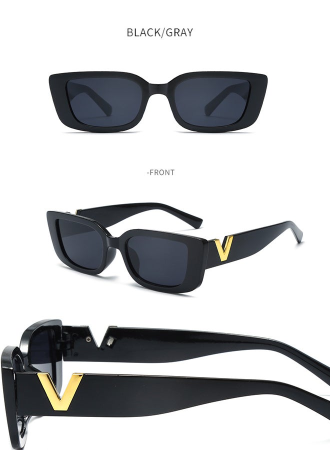 Bincoo 3PCS Retro Rectangle Sunglasses Eyeglass Women and Men Vintage Small Square Sun Protection Glasse UV400 Protection Sunglasses Vintage Driving Glasses 90’s Fashion Narrow Square Frame - Image 5
