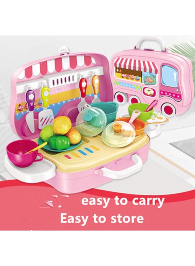 حديقة الألعاب مجموعة ألعاب المطبخ المحمولة للأطفال – حقيبة طهي صغيرة مع أدوات، فواكه وخضروات للبنات - Image 2