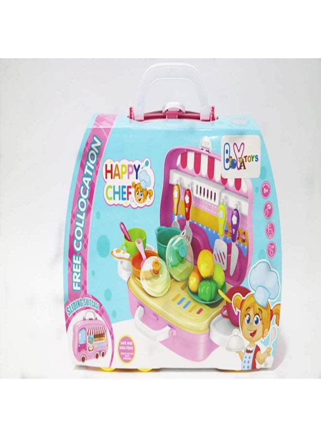 حديقة الألعاب مجموعة ألعاب المطبخ المحمولة للأطفال – حقيبة طهي صغيرة مع أدوات، فواكه وخضروات للبنات - Image 4