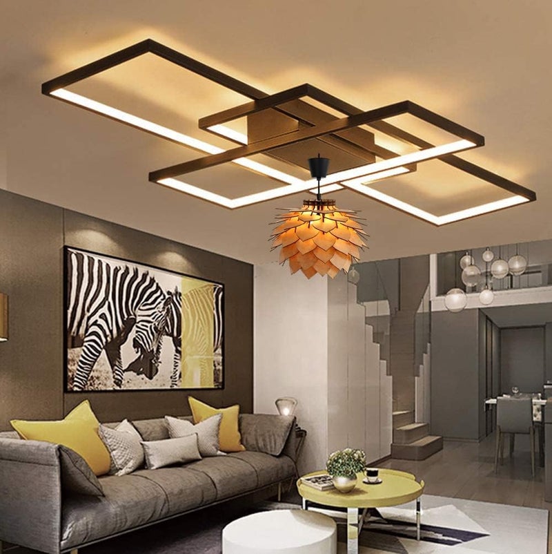 TRADY Wooden Hanging Fancy Flower Types Lamp Ceiling Light Pendant Decorative Chandelier Light for Living Room, Restaurant Decoration(1-Pcs) - Image 3