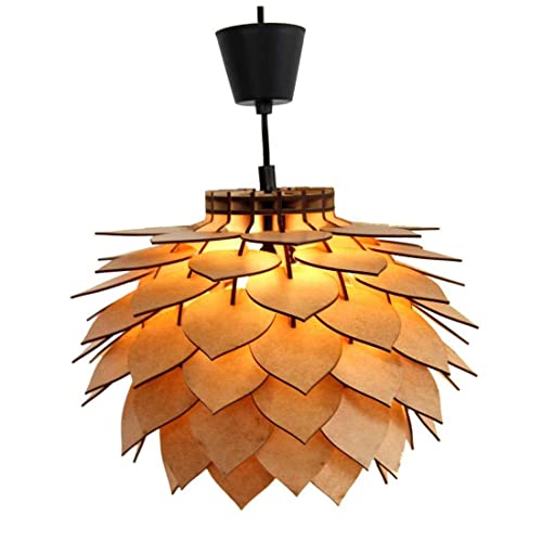 TRADY Wooden Hanging Fancy Flower Types Lamp Ceiling Light Pendant Decorative Chandelier Light for Living Room, Restaurant Decoration(1-Pcs) - Image 1