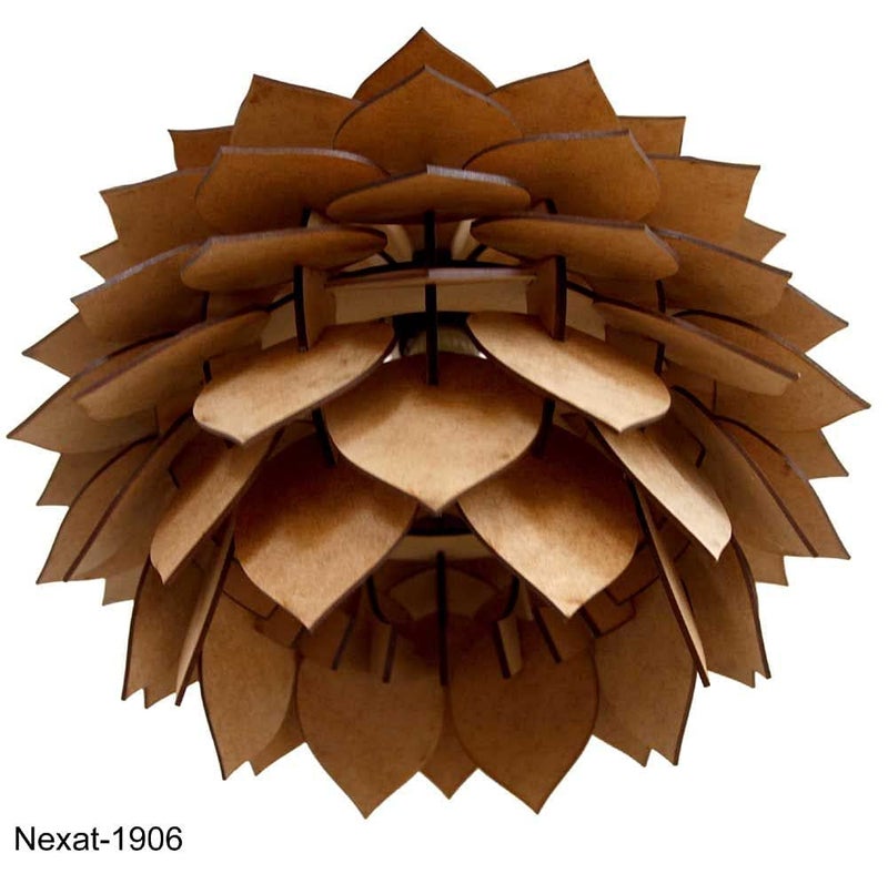 TRADY Wooden Hanging Fancy Flower Types Lamp Ceiling Light Pendant Decorative Chandelier Light for Living Room, Restaurant Decoration(1-Pcs) - Image 4