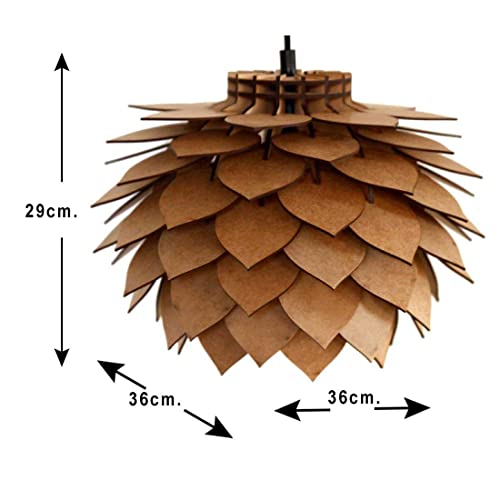 TRADY Wooden Hanging Fancy Flower Types Lamp Ceiling Light Pendant Decorative Chandelier Light for Living Room, Restaurant Decoration(1-Pcs) - Image 2