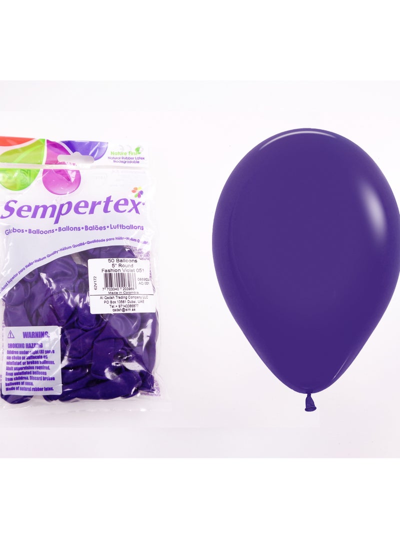 Sempertex 5 Inch, 50 Pieces Round Balloons, Metallic Violet Color - Image 2