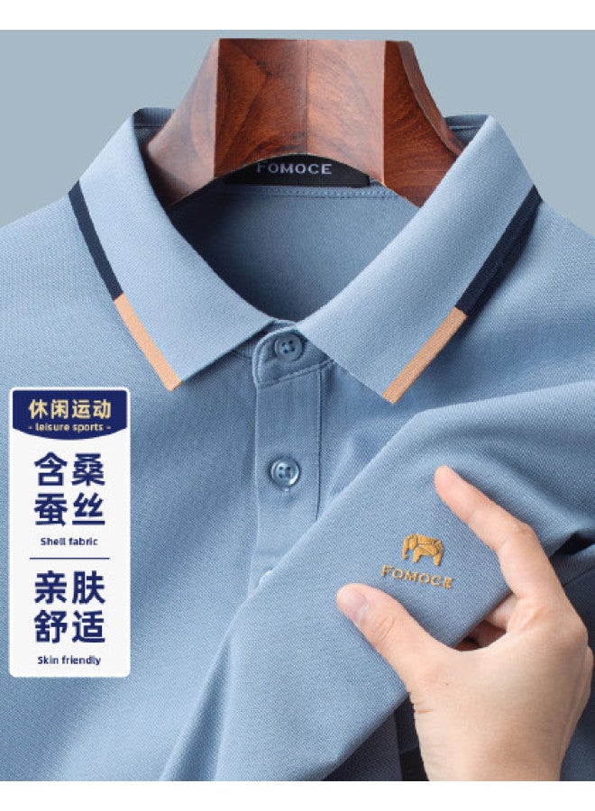 Fomoce new Summer Solid Color Business Casual Men's Short-sleeve Polo Shirt - Image 1