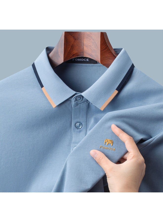 Fomoce new Summer Solid Color Business Casual Men's Short-sleeve Polo Shirt - Image 3