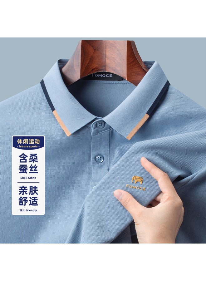 Fomoce new Summer Solid Color Business Casual Men's Short-sleeve Polo Shirt - Image 2