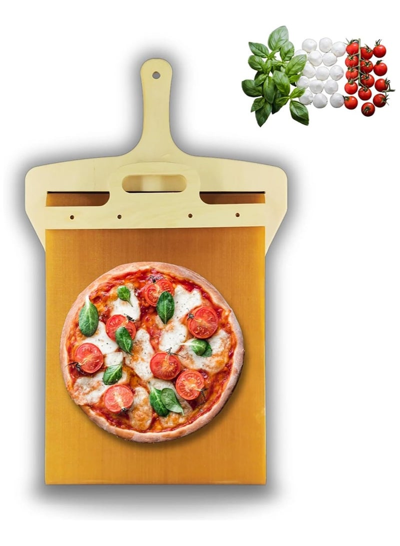 Yameem Sliding Pizza Peel - Pala Pizza Scorrevole, The Pizza Peel That Transfers Pizza Perfectl, Pizza Paddle with Handle, Pizza Spatula Paddle for Indoor & Outdoor Ovens, Non-stick - Image 1