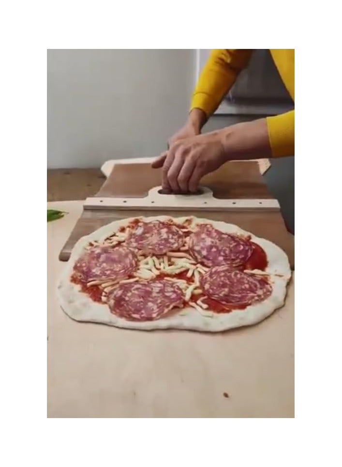 Yameem Sliding Pizza Peel - Pala Pizza Scorrevole, The Pizza Peel That Transfers Pizza Perfectl, Pizza Paddle with Handle, Pizza Spatula Paddle for Indoor & Outdoor Ovens, Non-stick - Image 2