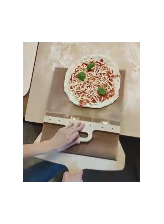 Yameem Sliding Pizza Peel - Pala Pizza Scorrevole, The Pizza Peel That Transfers Pizza Perfectl, Pizza Paddle with Handle, Pizza Spatula Paddle for Indoor & Outdoor Ovens, Non-stick - Image 3