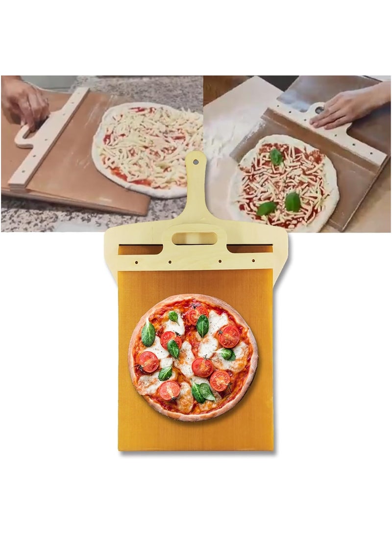 Yameem Sliding Pizza Peel - Pala Pizza Scorrevole, The Pizza Peel That Transfers Pizza Perfectl, Pizza Paddle with Handle, Pizza Spatula Paddle for Indoor & Outdoor Ovens, Non-stick - Image 4