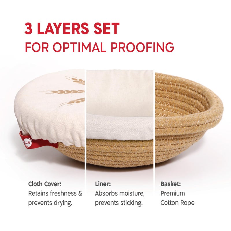 Kneadace Cotton Rope Banneton Bread Proofing Basket Set  2 X Round Bread Basket With Liners & Covers For Artisan Bread Baking  Sourdough Bread Baking Supplies - Image 2