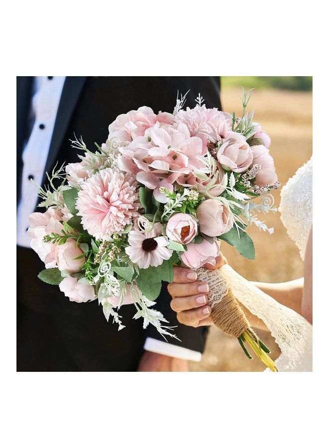 2-Piece Artificial Peony Bouquet Pink/Green - Image 4